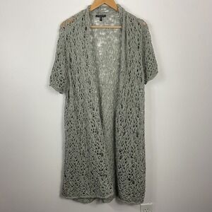 Eileen Fisher Womens Rustic Luster Long Open Crochet Cardigan Size 1X